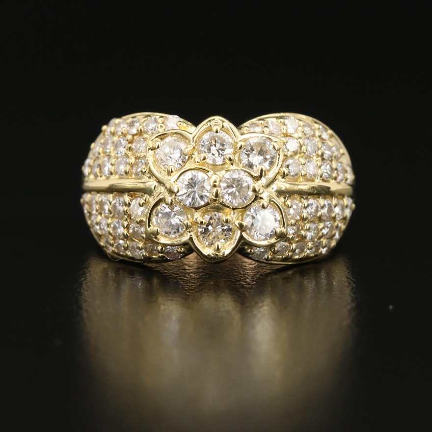 18K 2.00 CTW Diamond Floral Cluster Ring