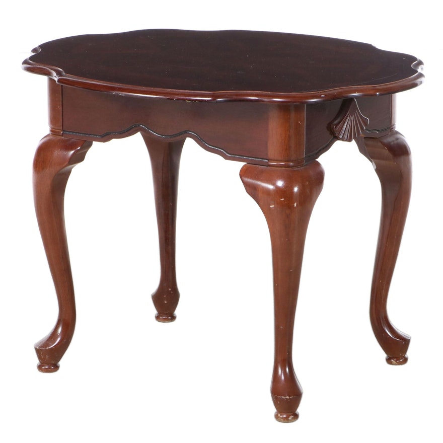 Queen Anne Style Walnut-Finished Side Table