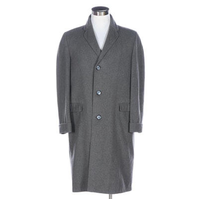 Men's Notch-Collar Overcoat in Grey Cashmere