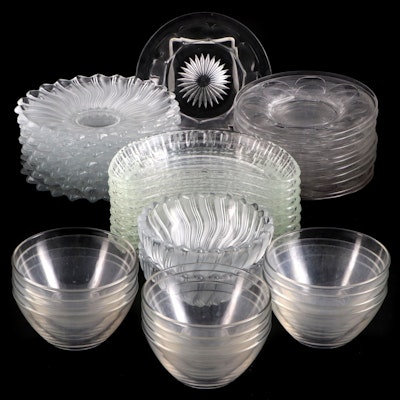 Heisey "Colonial Clear" and Other Glass Plates and Tableware, Mid-Late 20th C.