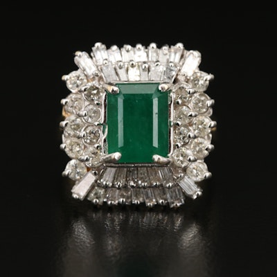 14K 2.91 CT Emerald and 2.20 CTW Diamond Double Halo Ring