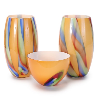 Sasaki Multi Colored Art Glass Vases