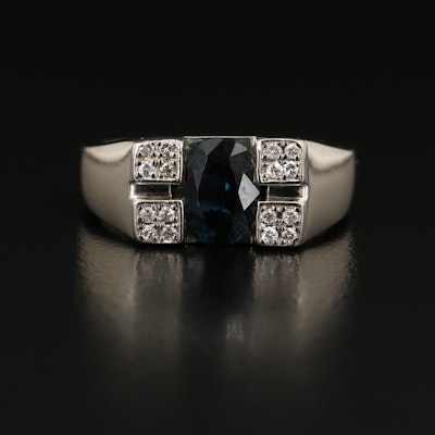 Platinum 1.55 CT Sapphire and Diamond Ring