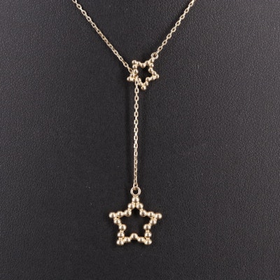 14K Double Star Pendant Necklace