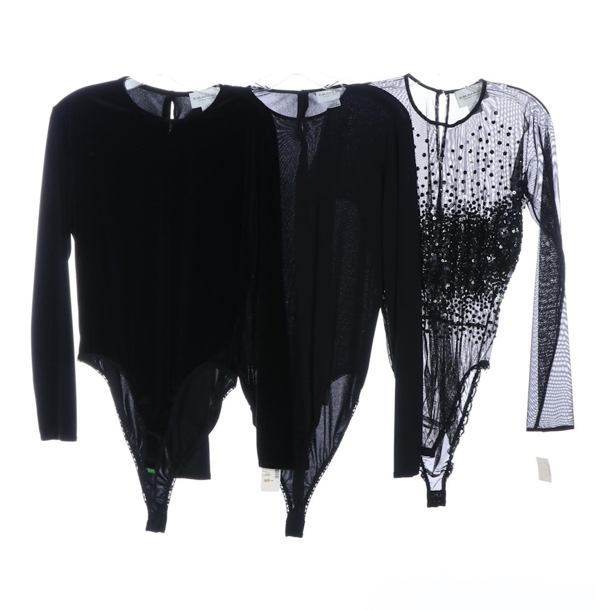 Emanuel Ungaro Long Sleeve Bodysuits in Velvet and Sheer Fabrics