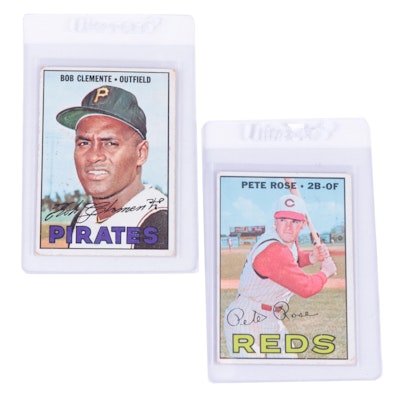 1967 Topps Roberto Clemente and Pete Rose Baseball Cards