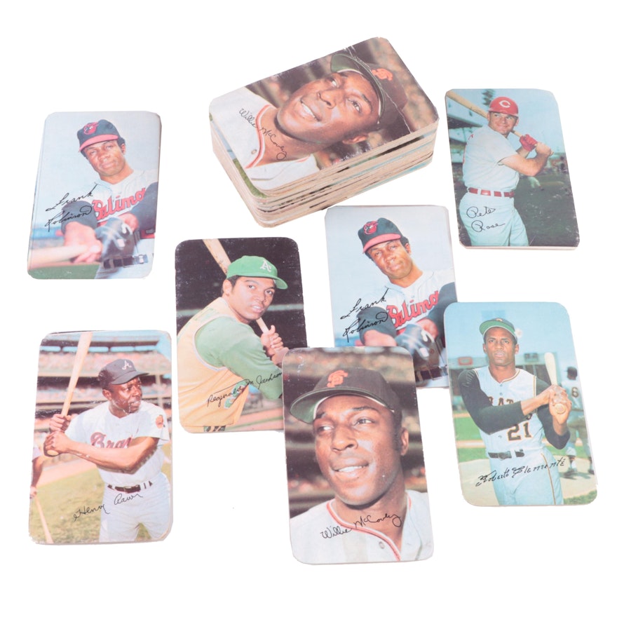 1969 and 1970 Topps Super Baseball Cards with Clemente, Aaron, Robinson, Jackson
