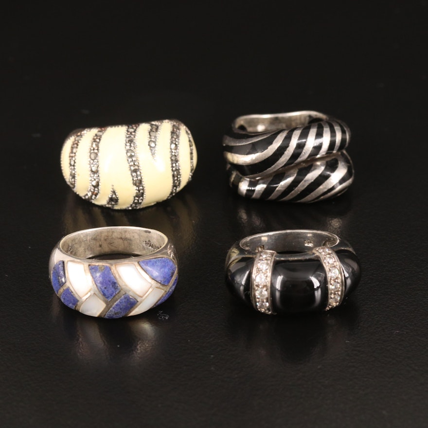 Voreno Featured Sterling Rings Including Black Onyx and Mother-of-Pearl