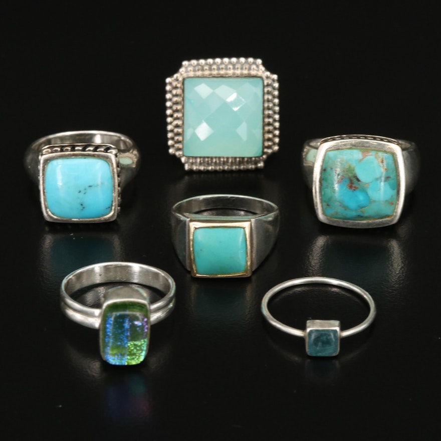 Sterling Rings Including Michal & Yuval, Nicky Butler, Bearse and Dichroic Glass