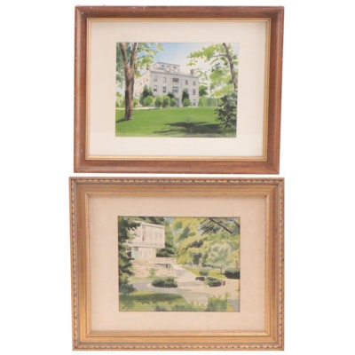 Hand-Colored Halftone Lithographs After Davis Gray of Houses