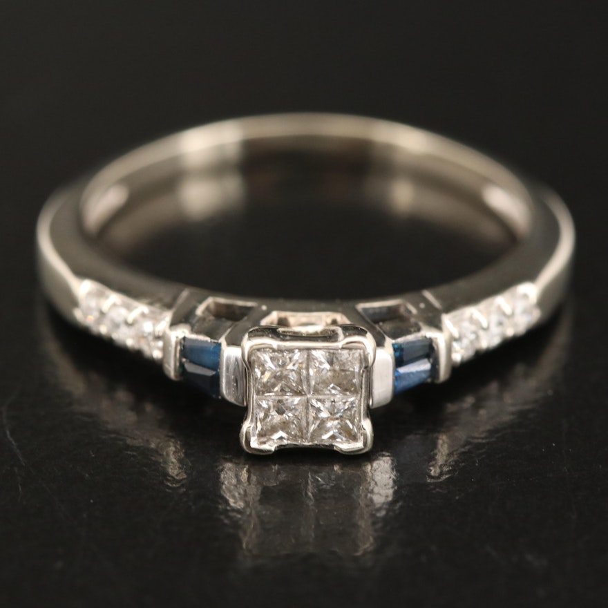10K Diamond and Sapphire Ring