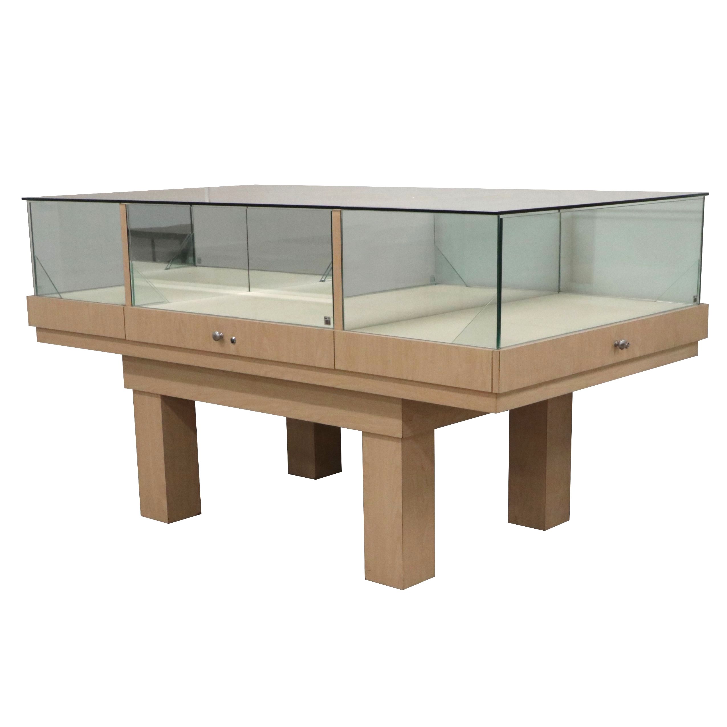 Glass and Engineered Wood Jewelry Display Case Table EBTH