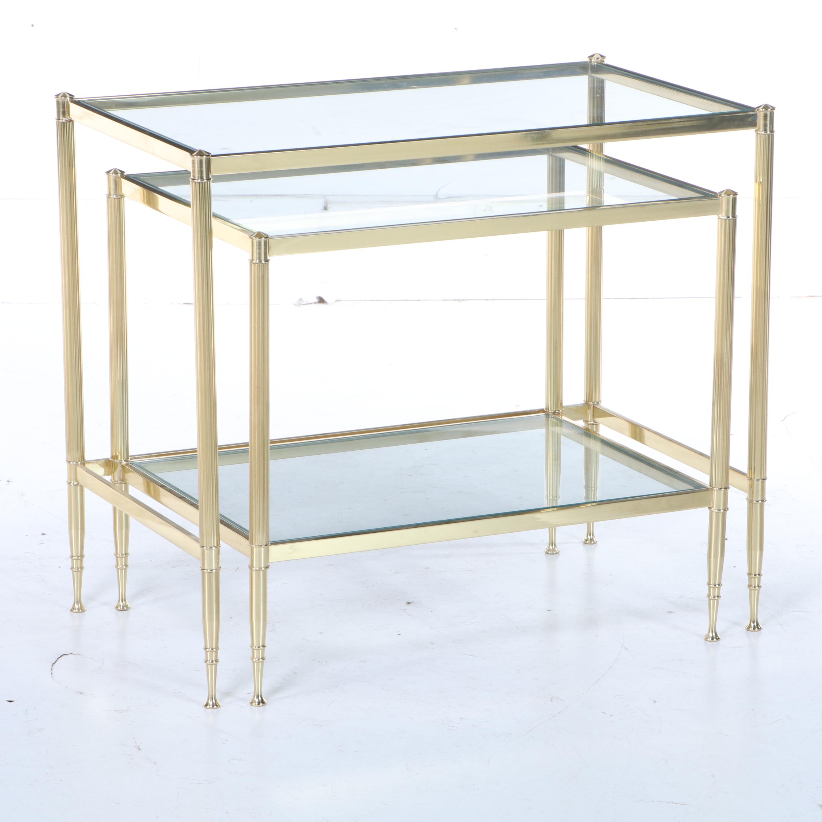 Brass and Glass Nesting Tables EBTH
