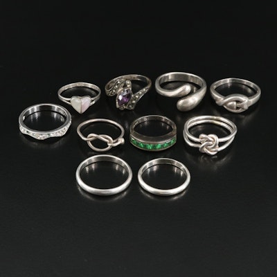 Sterling Mother-of-Pearl and Glass Ring Selection