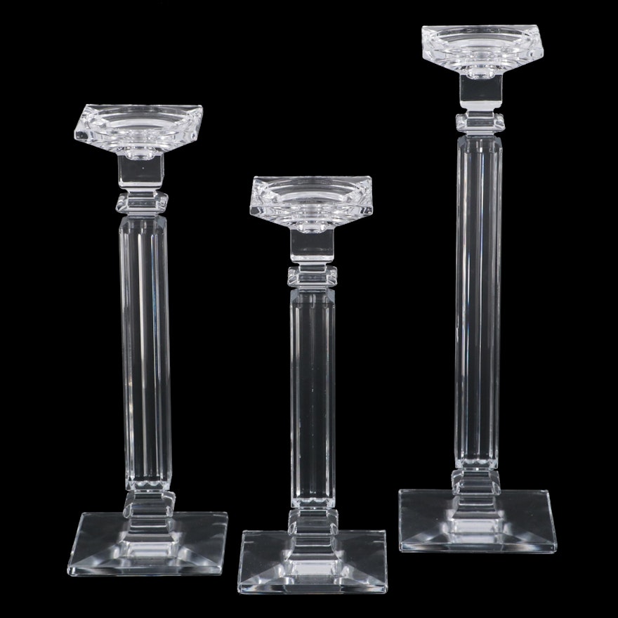 Fitz & Floyd "Eminence" Neoclassical Column Crystal Graduated Candlesticks