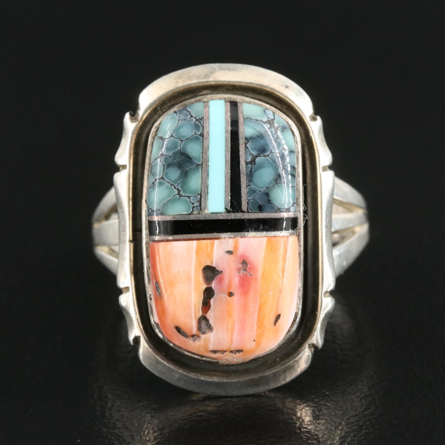Sterling Ring Including Turquoise and Spiny Oyster