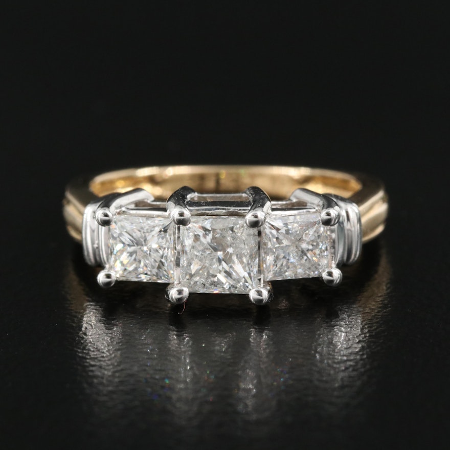 14K 1.53 CTW Diamond Three Stone Ring