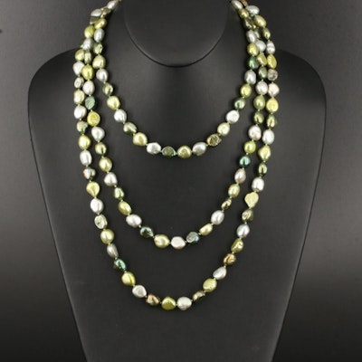 Pearl Rope Necklace with 14K Clasp