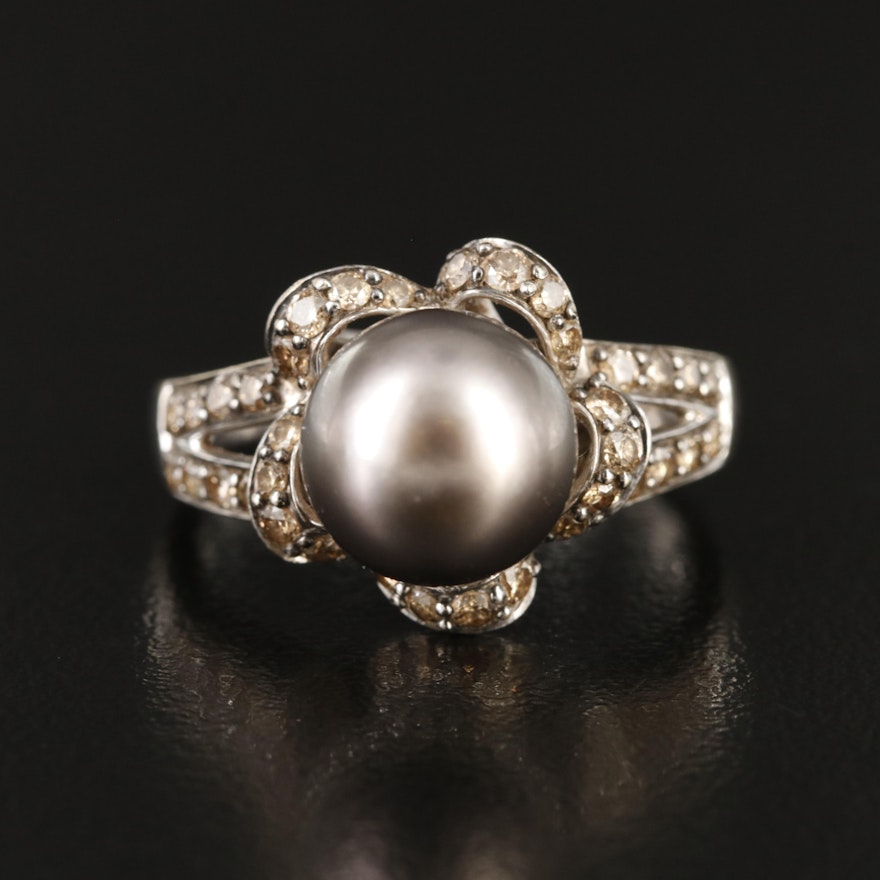 Le Vian 14K Pearl and Diamond Ring