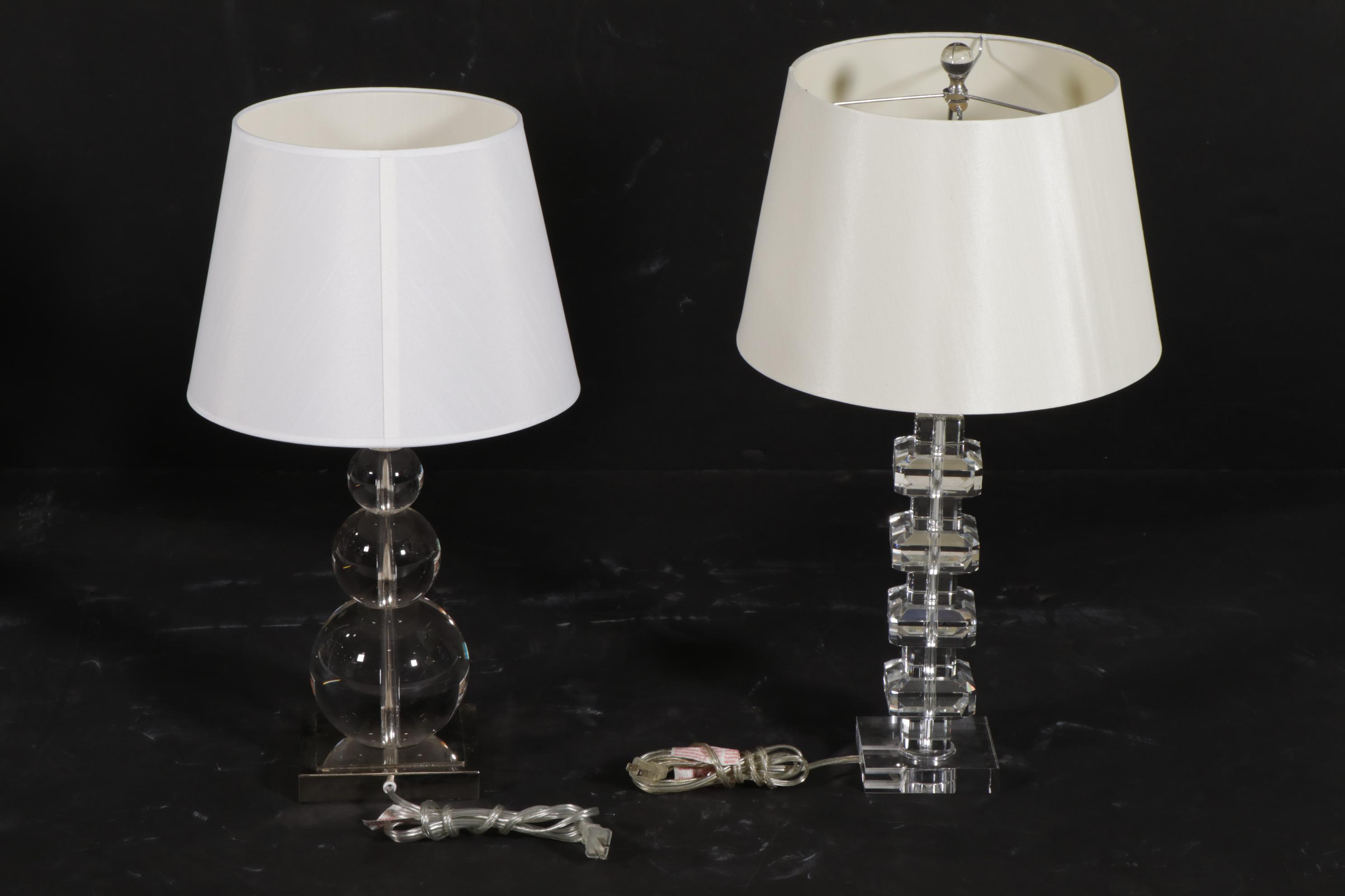Crystal Stacked Sphere and Stacked Tablet Table Lamps EBTH