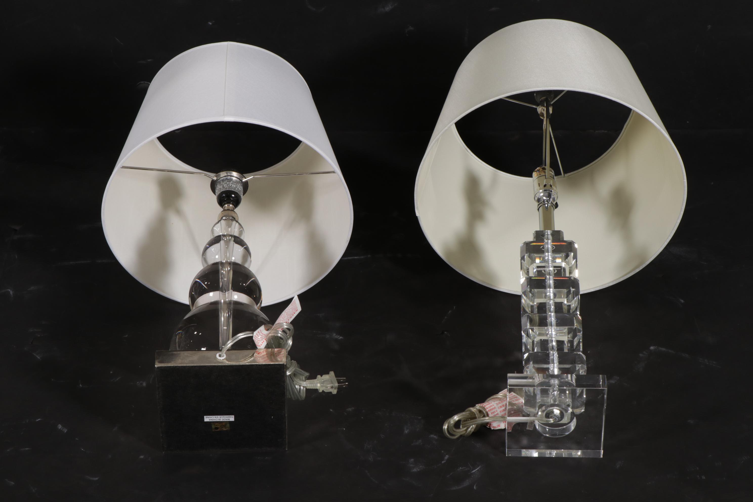 Crystal Stacked Sphere and Stacked Tablet Table Lamps EBTH