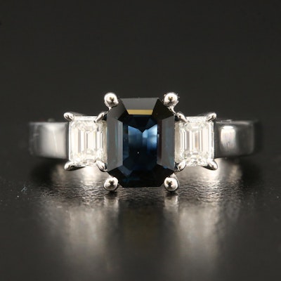 Marchesa Platinum 1.18 CT Sapphire and Diamond Ring