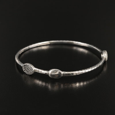 Michael Dawkins Sterling Hammered Bangle with Granulated Stations