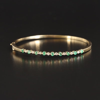 14K Emerald and Diamond Bangle