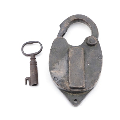 Southern Pacific Railroad Company Metal Padlock with Key, Early 20th Century