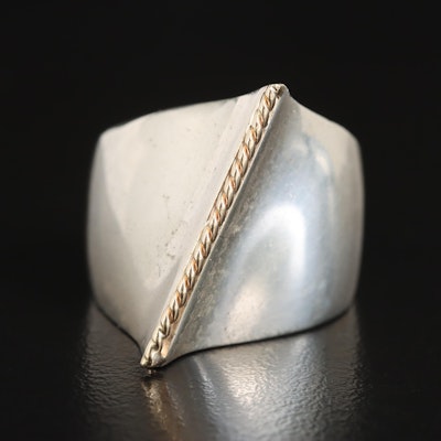 Sterling Ring with 14K Rope Accent