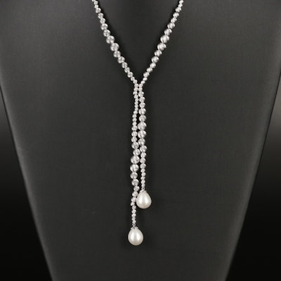 Sterling Pearl Lariat Necklace