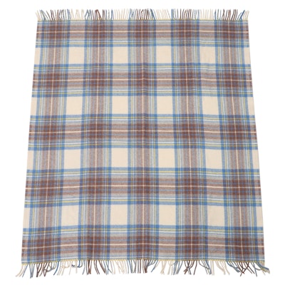 Jamie Scott's Millshop Scottish Muted Blue Stewart Tartan Wool Blanket