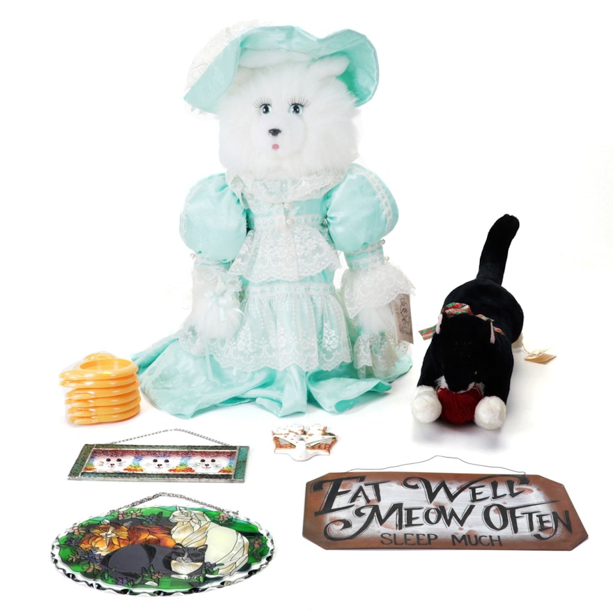 Tilly Collectibles "Carlotta" Plush Cat on Stand, Cat Coasters, and More