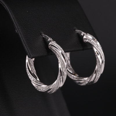 14K Textured Twist Hoop Earrings