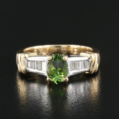 14K Peridot and Diamond Ring