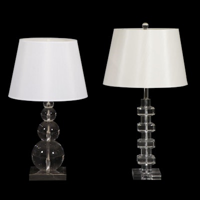 Crystal Stacked Sphere and Stacked Tablet Table Lamps