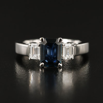Platinum 1.2 CT Sapphire and Diamond Ring
