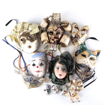 Venetian and Other Papier Mâché, Ceramic and Resin Carnival Masks