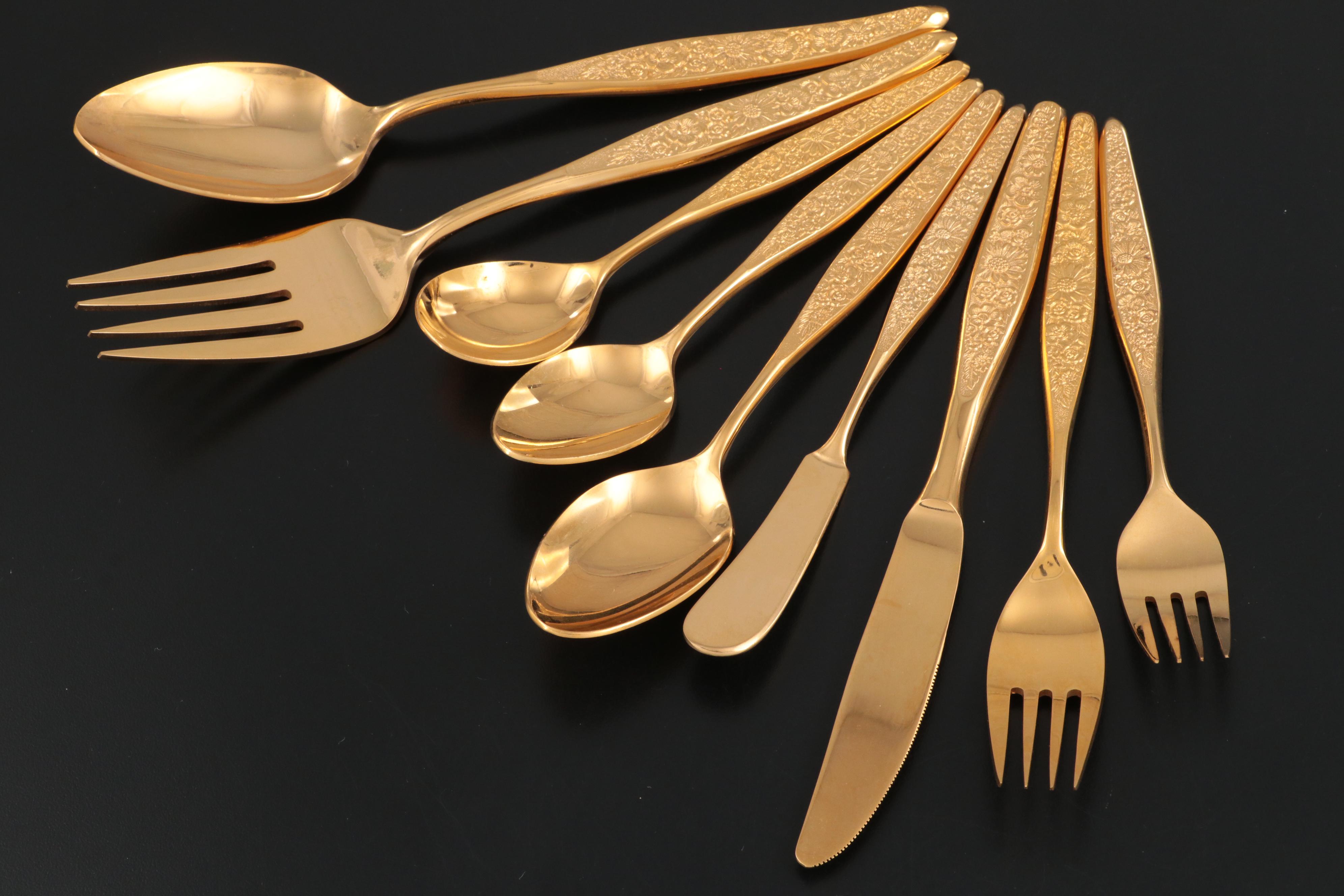 Present VIP "Golden Marguerite" Gold Electroplate Flatware EBTH