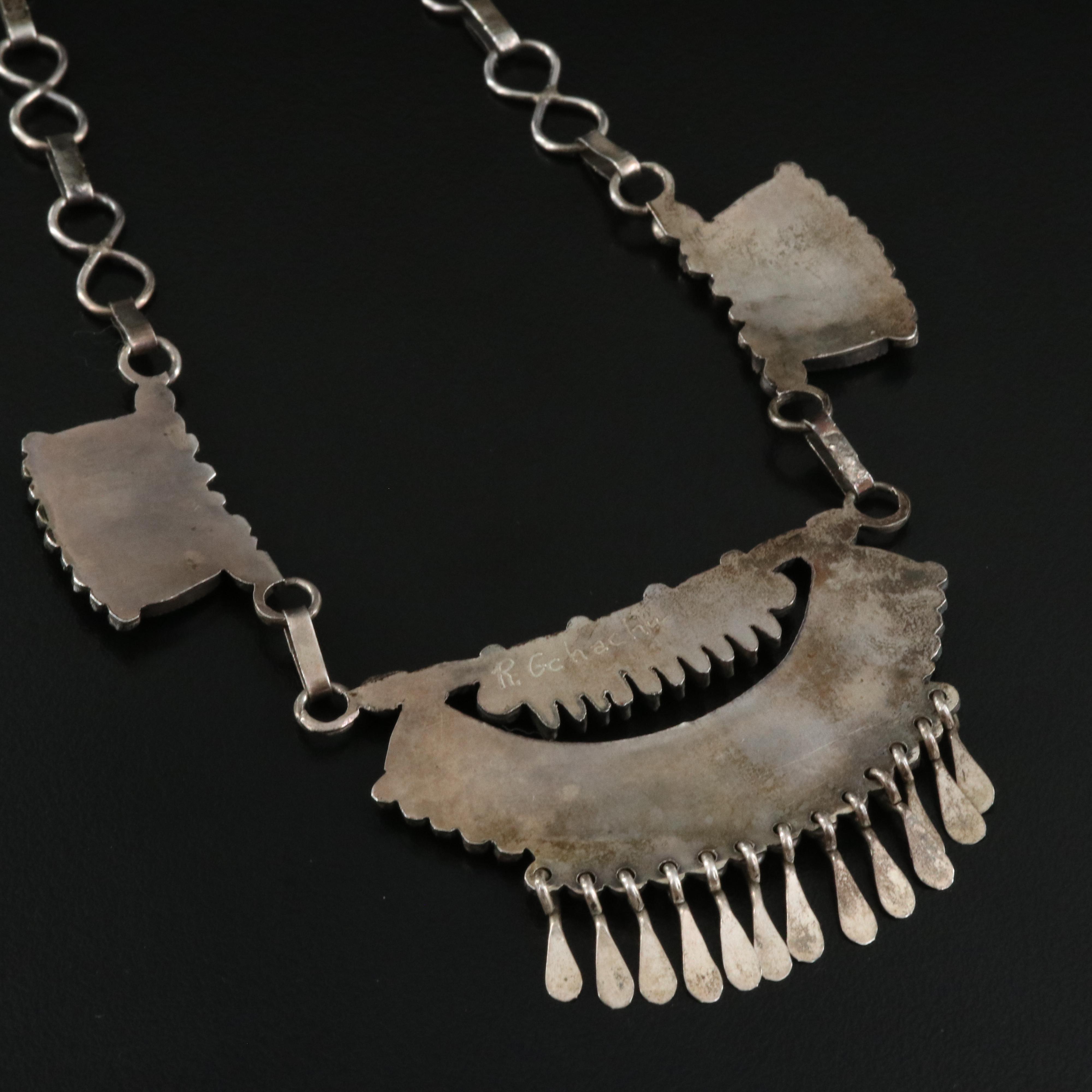 Ruby Gchachu Zuni Sterling Needlepoint Turquoise Necklace EBTH