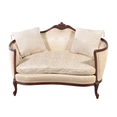 Louis XV Style Walnut and Custom-Upholstered Settee, 20th Century