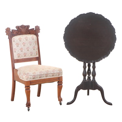 Victorian Maple Side Chair Plus Imperial Furniture Colonial Style Tilt-Top Table
