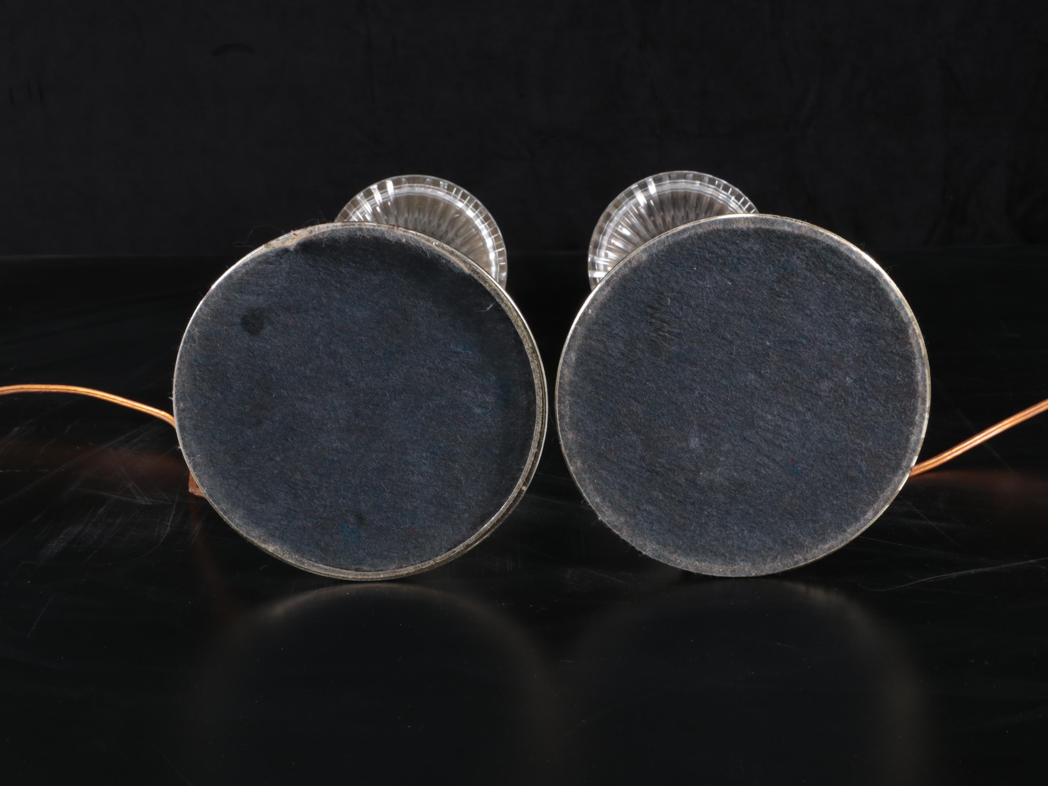 Pair of Neoclassical Style Pressed Glass Pillar Table Lamps, Late 20th