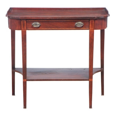 Hepplewhite Style Inlaid Mahogany Side Table with Drawer