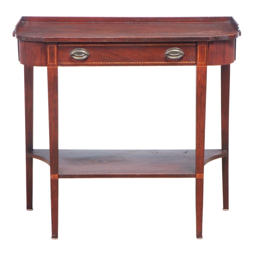Hepplewhite Style Inlaid Mahogany Side Table with Drawer