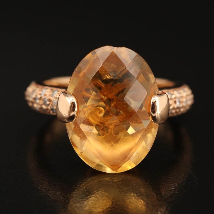 Zoccai 18K Rose Gold 11.25 CT Citrine and Diamond Ring