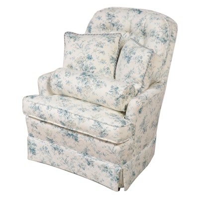 Custom-Upholstered and Buttoned-Down Easy Armchair, Late 20th Century