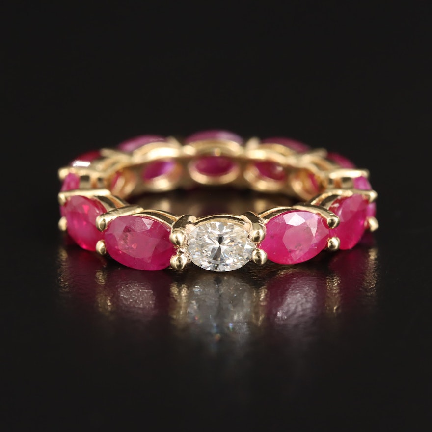 18K 0.44 CTW Diamond and 6.05 CTW Ruby Band