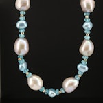 Baroque Pearl and Apatite Necklace with 14K Clasp and Spacers