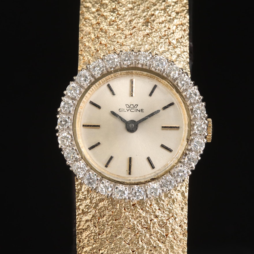 14K Glycine Diamond Wristwatch
